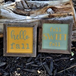 Fall Sweet Fall Hello Fall Rustic Signs Painted Crafted Shelf Sitters